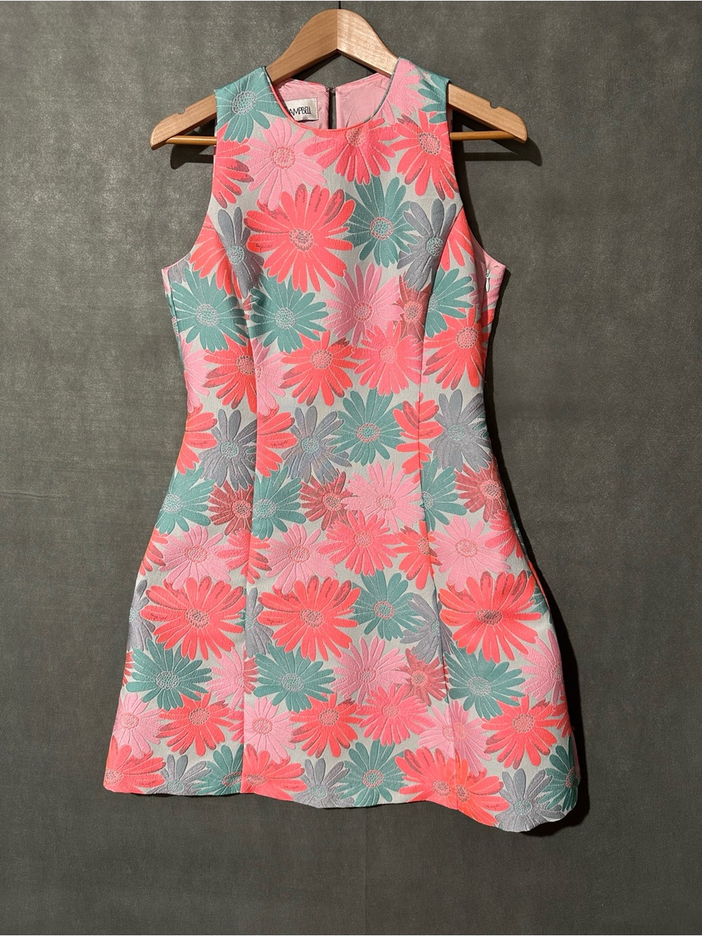 Sara Campbell Floral Jacquard Sleeveless Dress Pink Blue Size 6